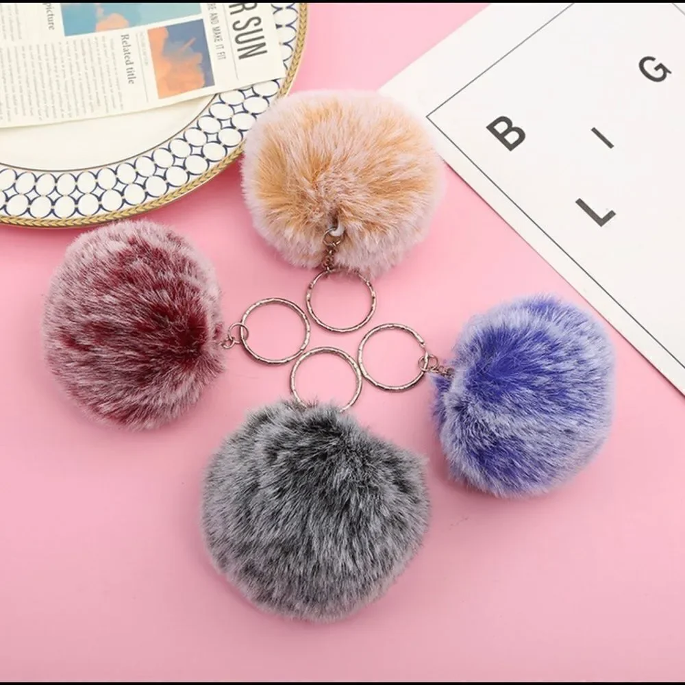 Fuzzy BLUE Pom-Pom Keychain-Large